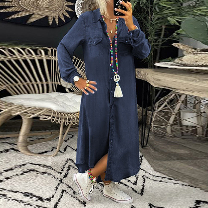 Women's Dress in Solid Denim