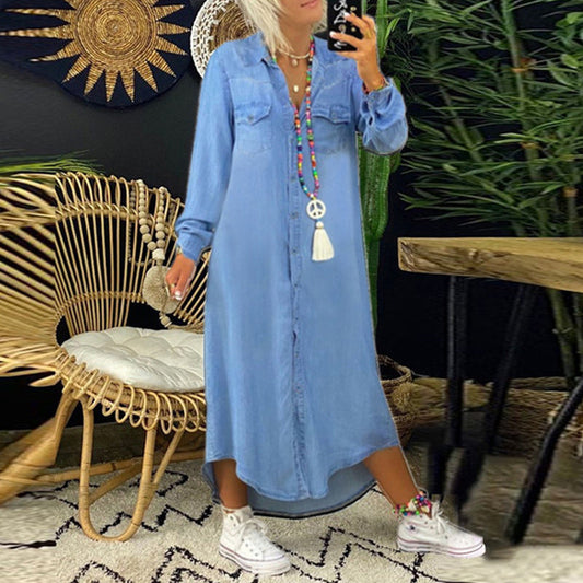 Women's Dress in Solid Denim