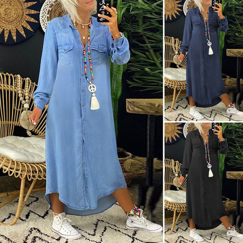 Women's Dress in Solid Denim
