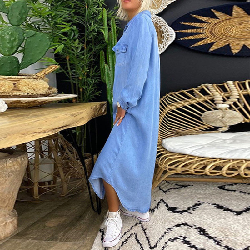 Women's Dress in Solid Denim