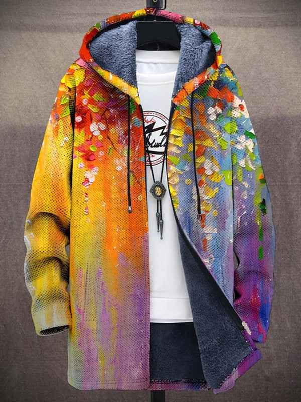 Women's Elegant Art-Inspired Cardigan - Luxurious Statement Knit Cardigan with Artistic Pattern & Soft Feel
