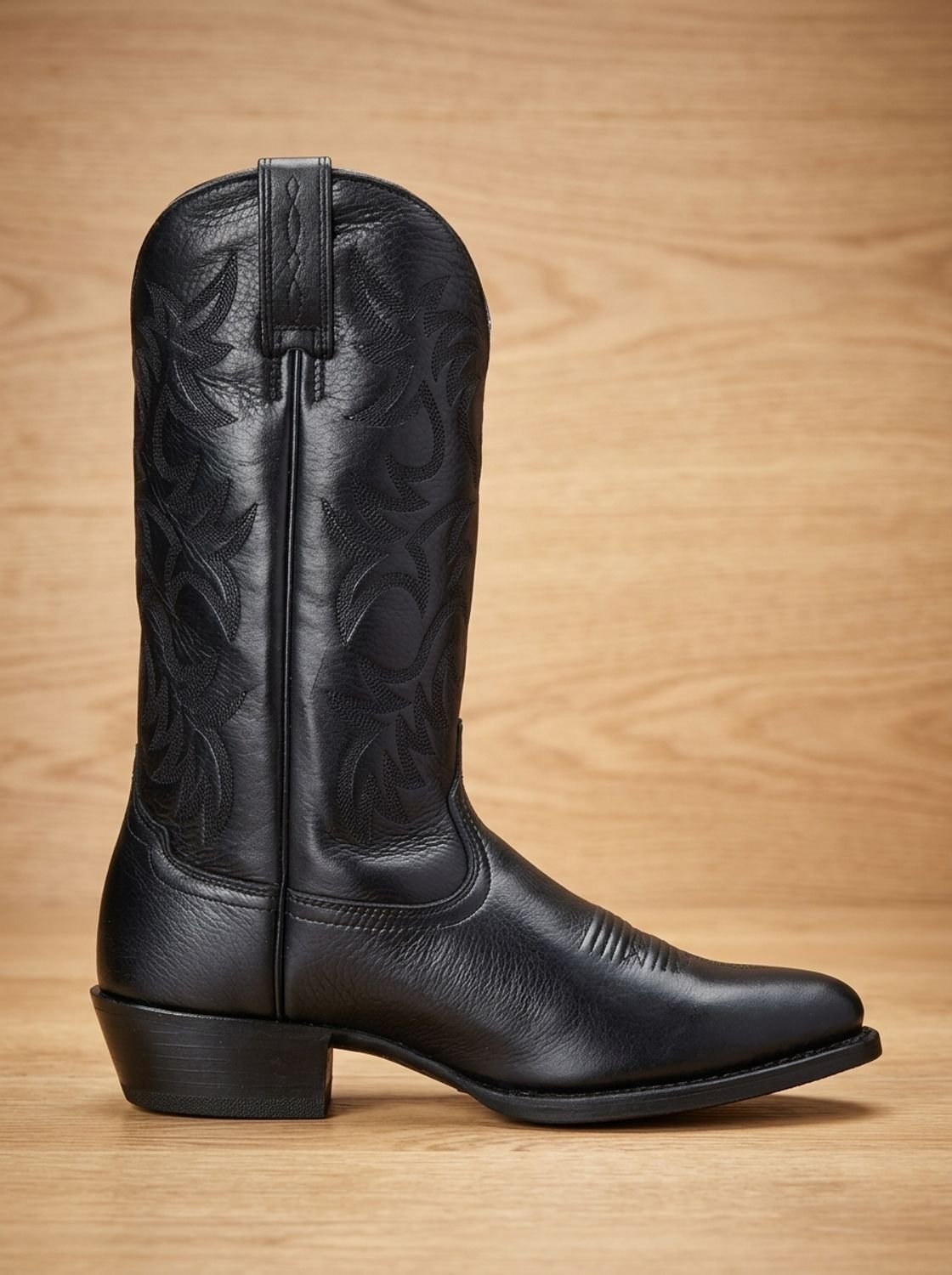 Women's Embroidered Western Cowboy Mid-Calf Block Heel Boots - Black