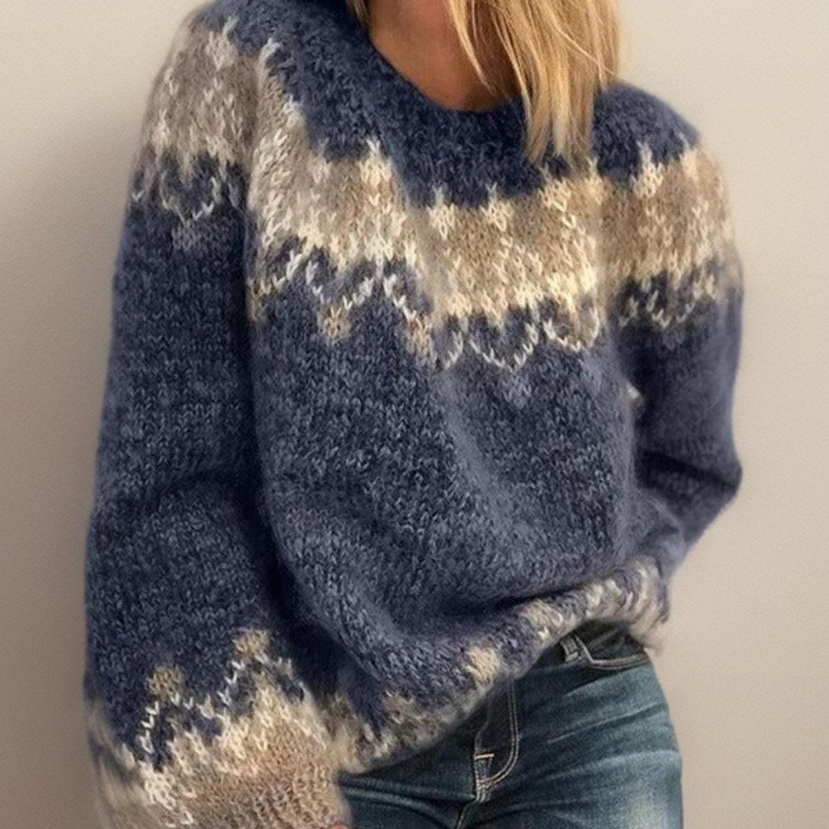 Women's Fair Isle Jacquard Knit Pullover Sweater