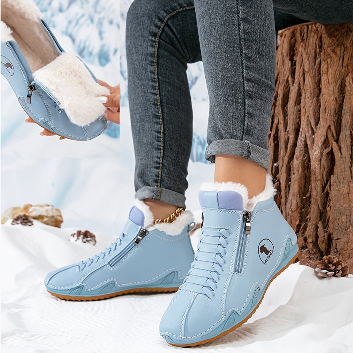 Women's Faux-Fur Lined Zip-Up Winter Ankle Boots