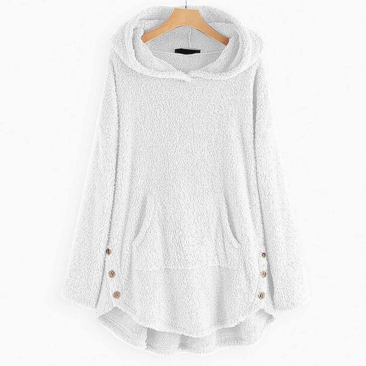 Women's Fleece Zip-Up Hooded Plush Coat with Cat Pocket