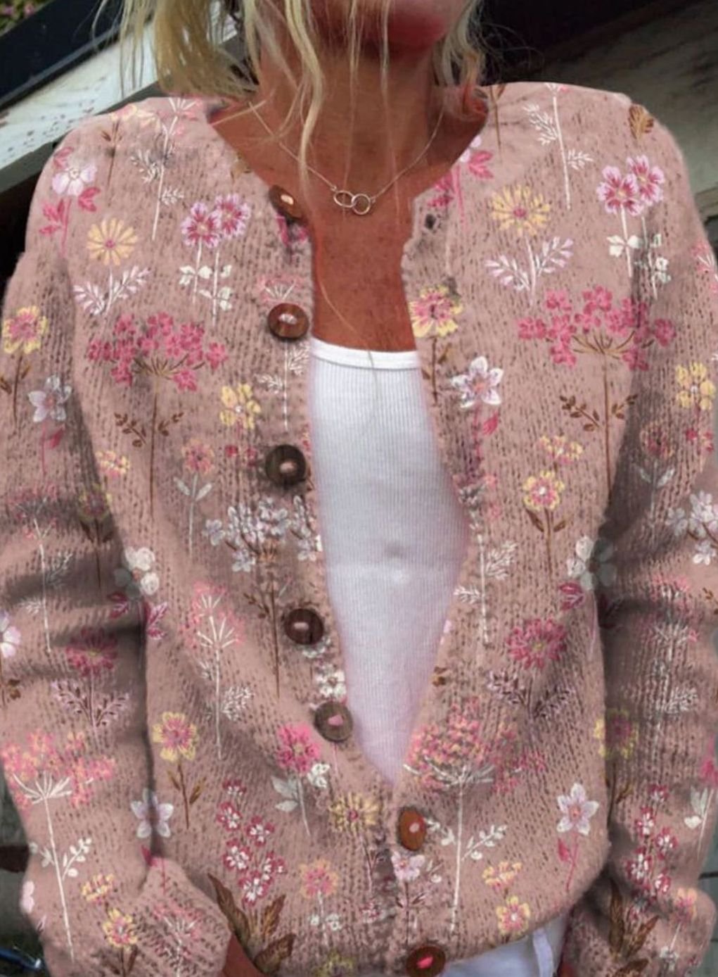 Women's Floral Button-Up Long Sleeve Cardigan