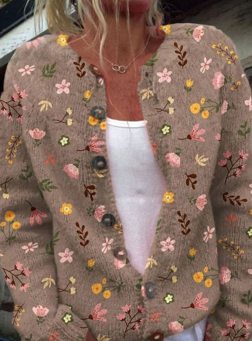 Women's Floral Button-Up Long Sleeve Cardigan