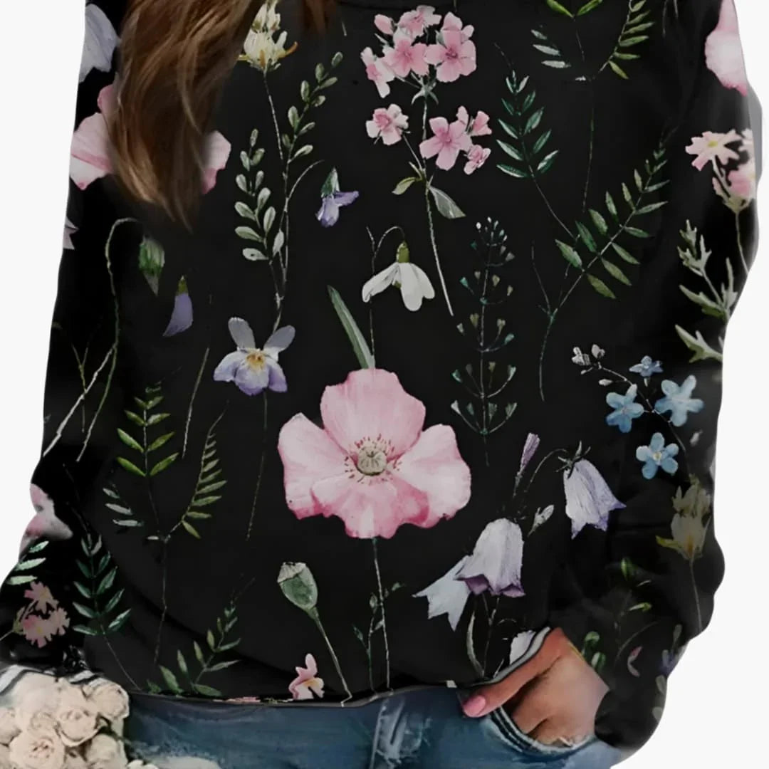 Women's Floral Print Crewneck Sweater