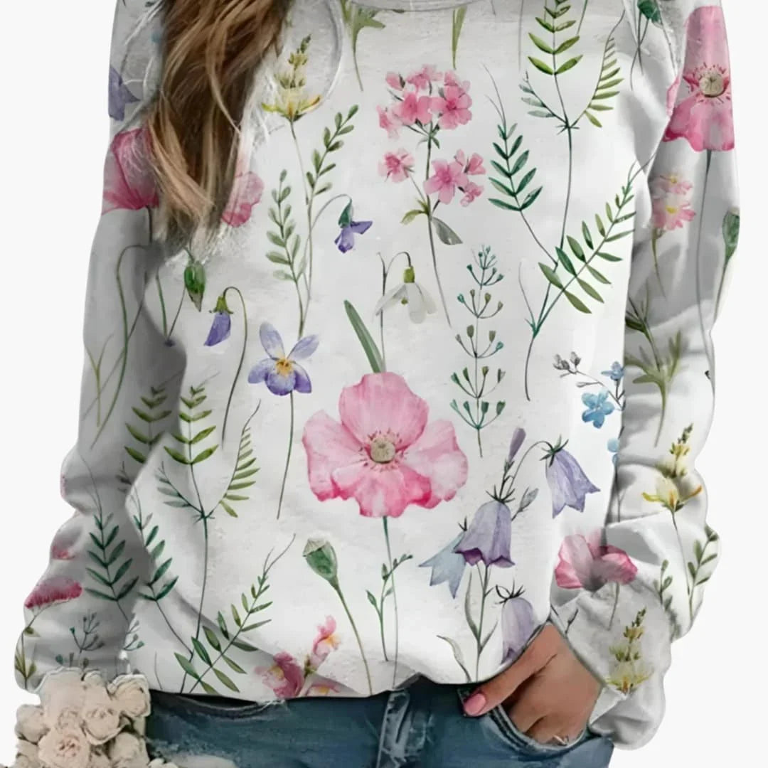 Women's Floral Print Crewneck Sweater