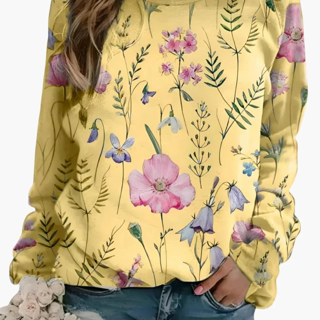 Women's Floral Print Crewneck Sweater