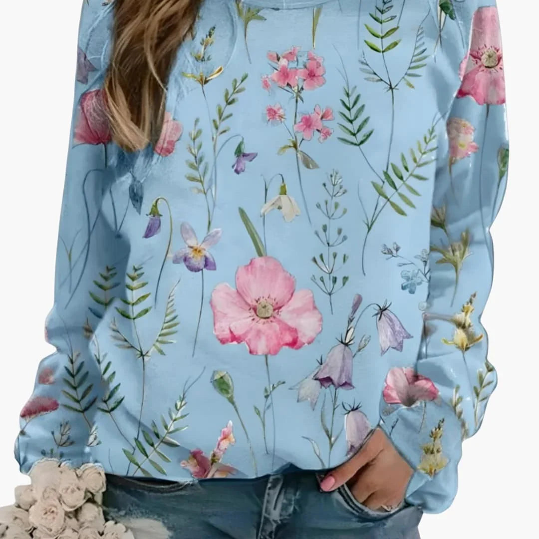 Women's Floral Print Crewneck Sweater