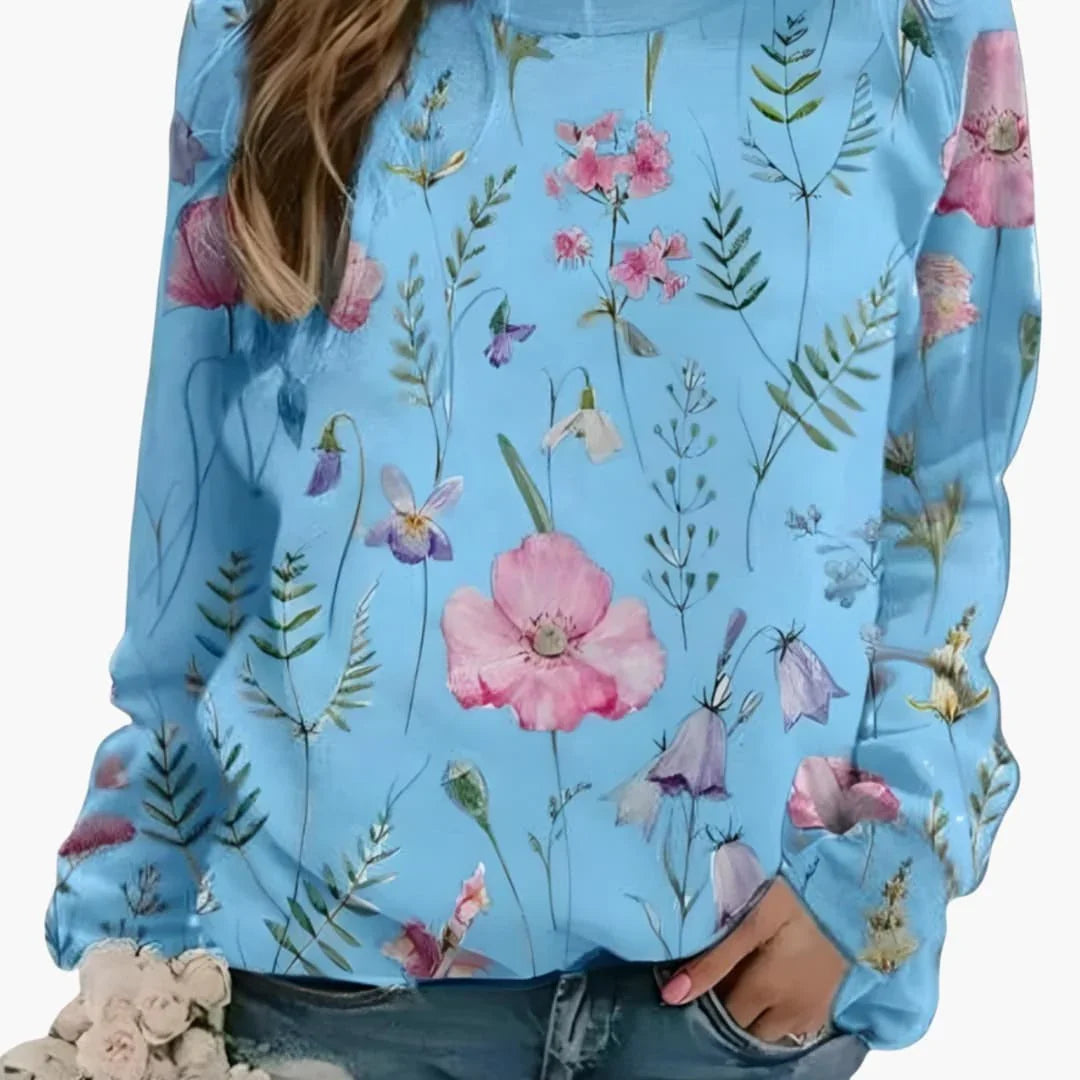 Women's Floral Print Crewneck Sweater