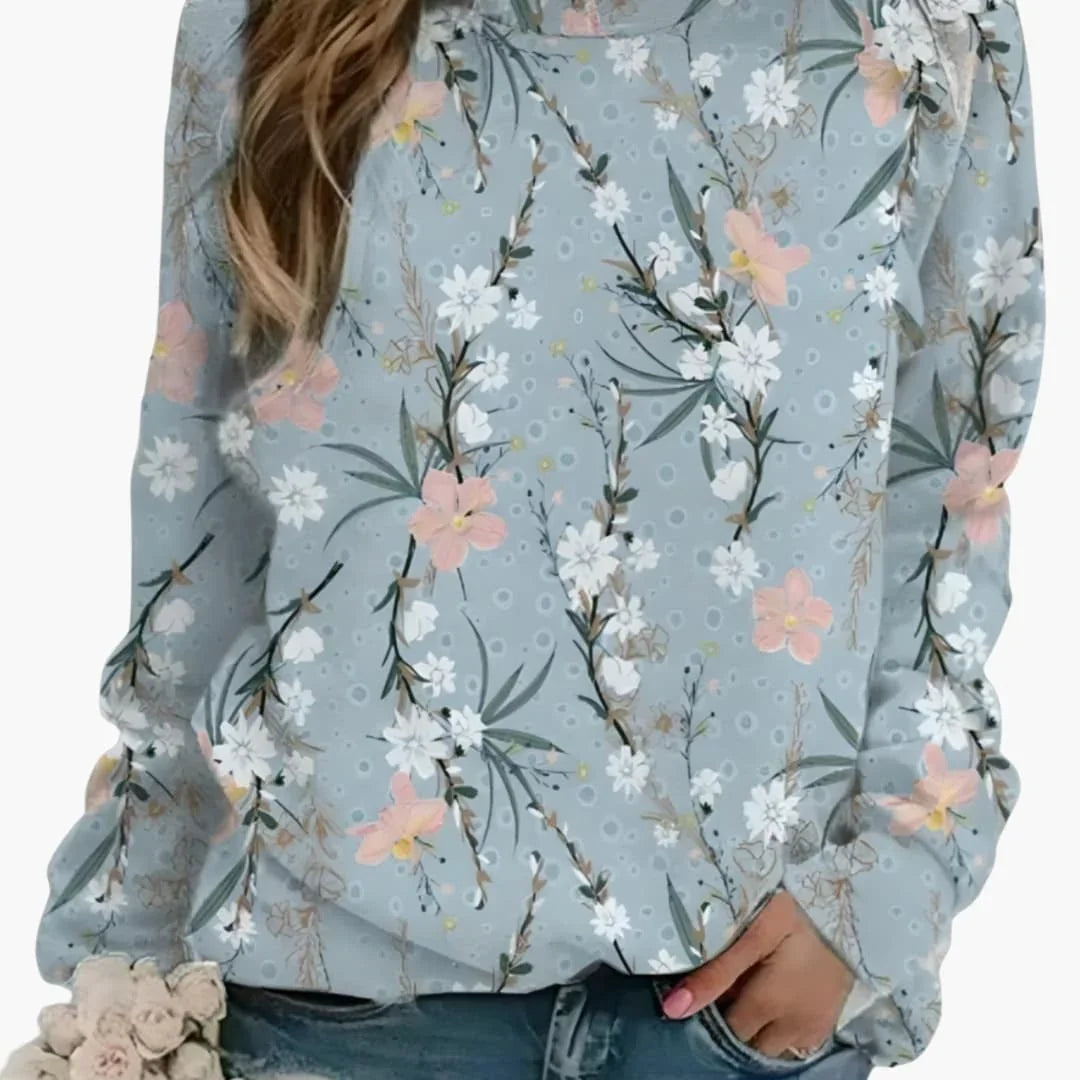 Women's Floral Print Crewneck Sweater