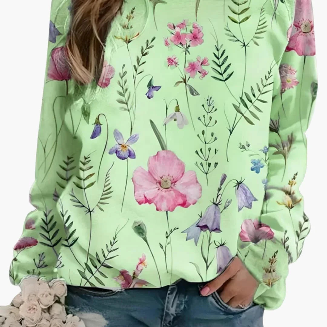Women's Floral Print Crewneck Sweater