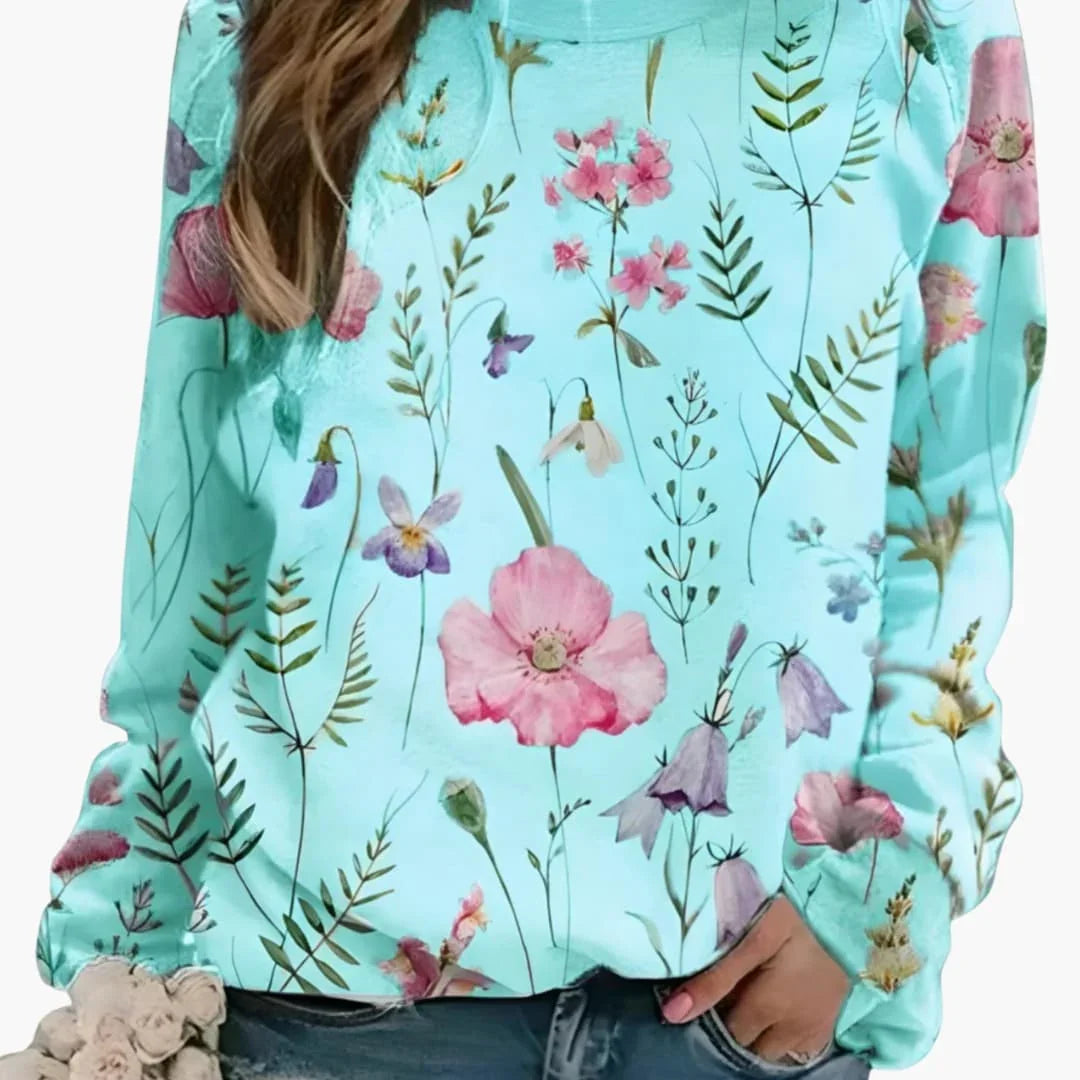 Women's Floral Print Crewneck Sweater