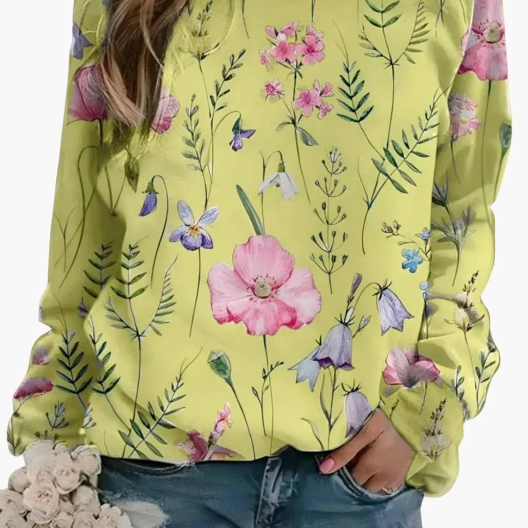 Women's Floral Print Crewneck Sweater