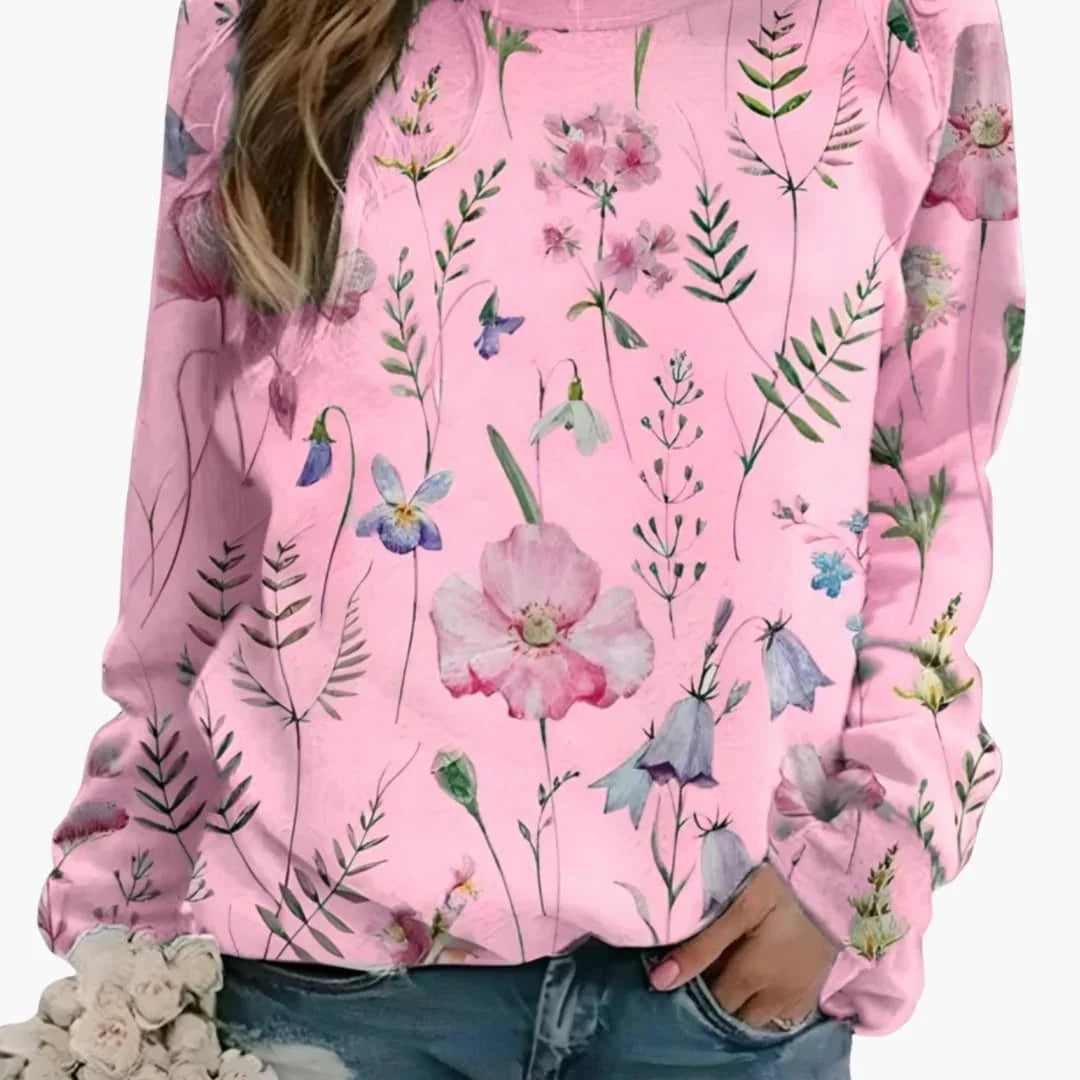 Women's Floral Print Crewneck Sweater