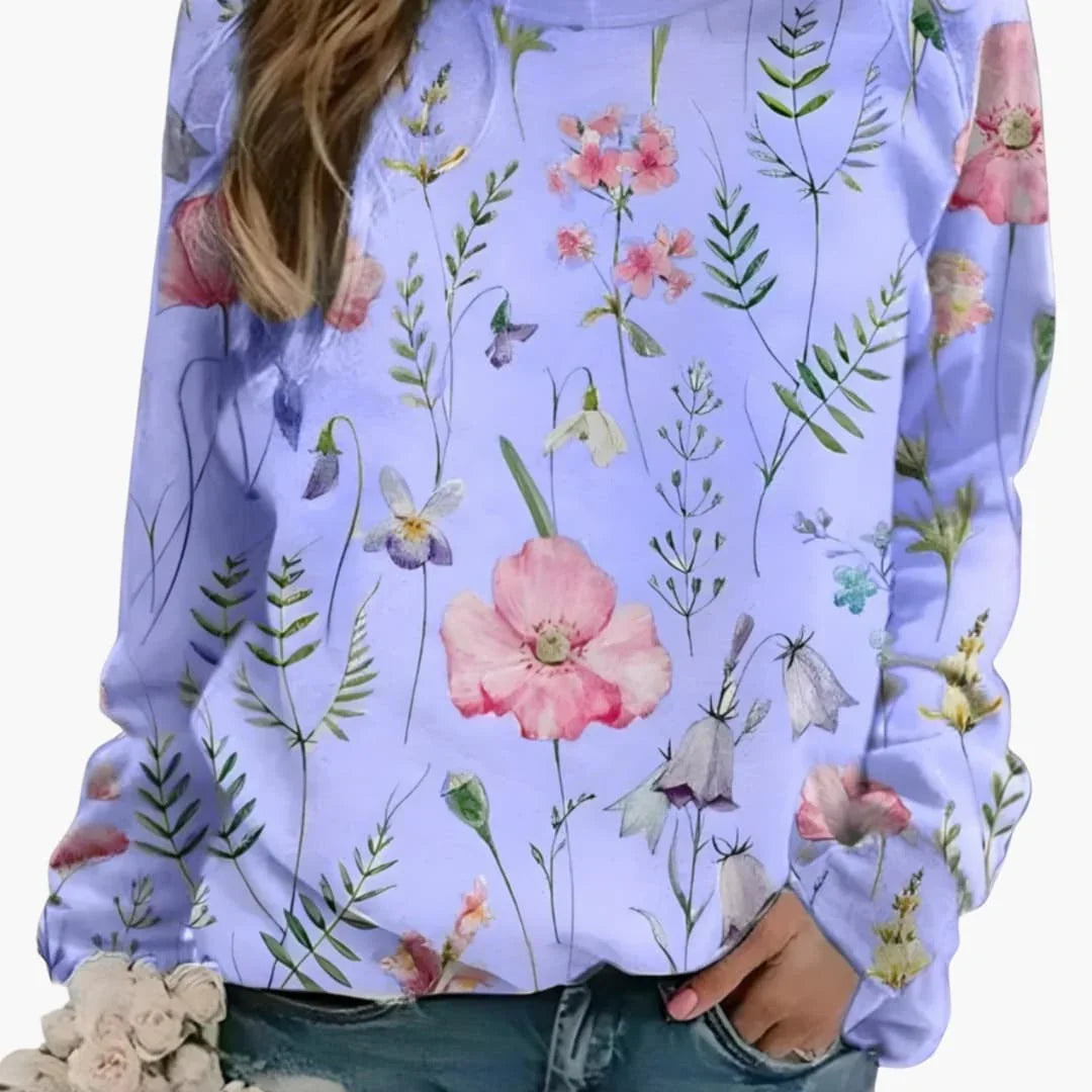 Women's Floral Print Crewneck Sweater