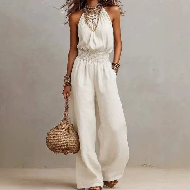 Women's Halter Neck Wide-Leg Jumpsuit