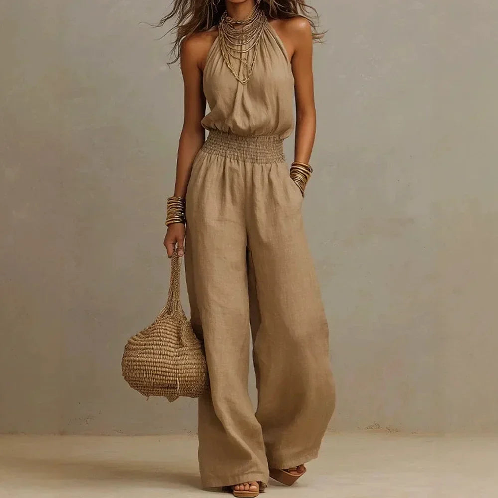 Women's Halter Neck Wide-Leg Jumpsuit
