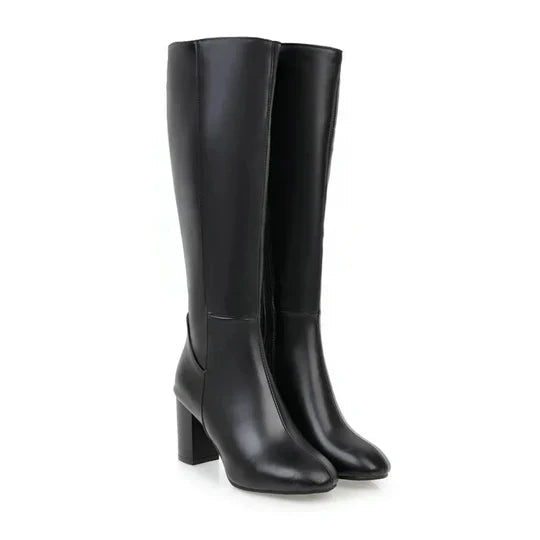 Women's Knee-High Heeled Boots with Stylish Silhouette