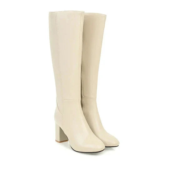 Women's Knee-High Heeled Boots with Stylish Silhouette