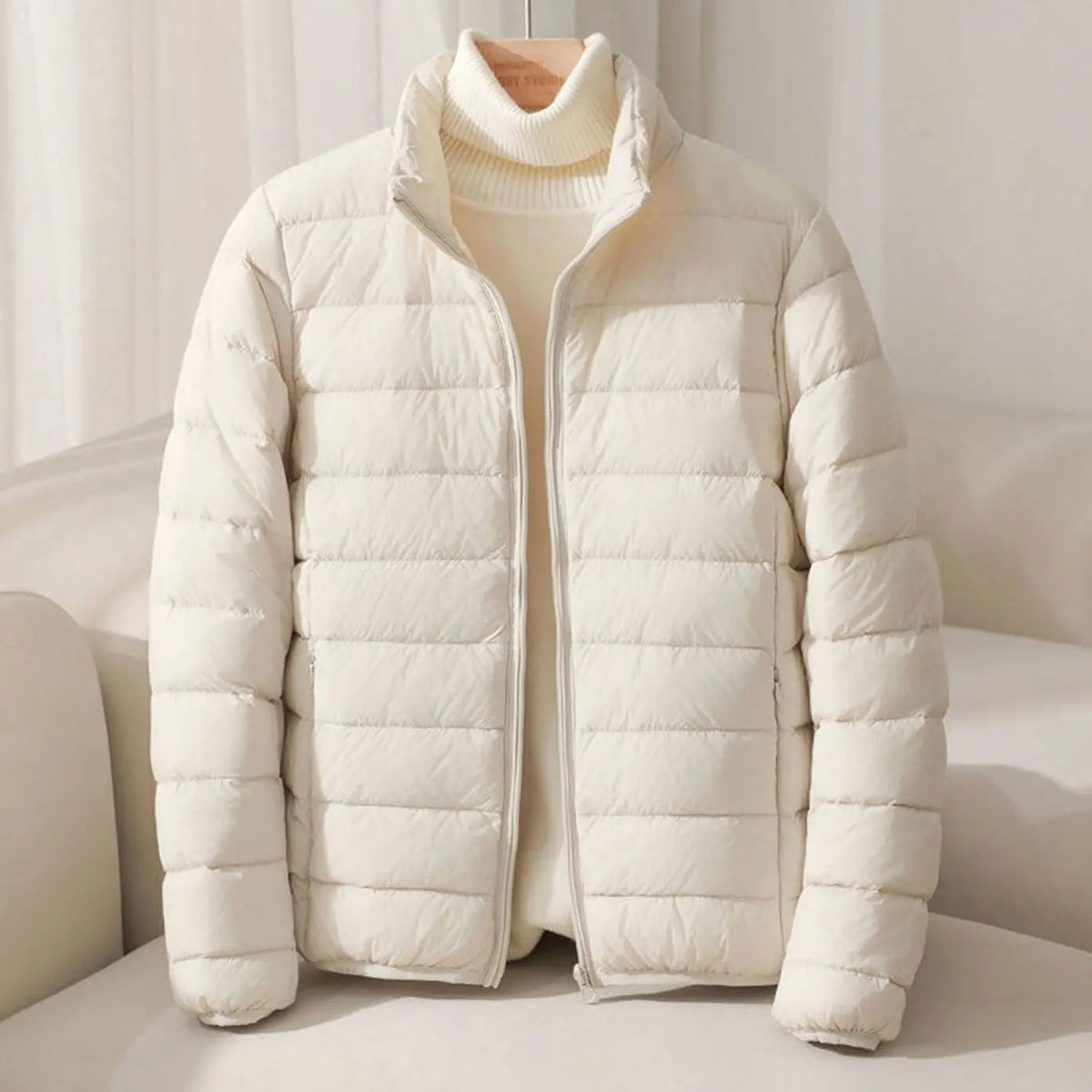 Women's Lightweight Quilted Padded Puffer Jacket with Stand Collar