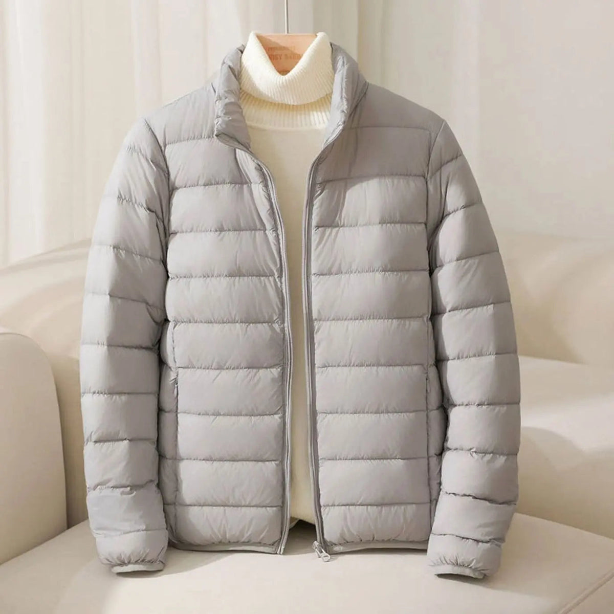 Women's Lightweight Quilted Padded Puffer Jacket with Stand Collar