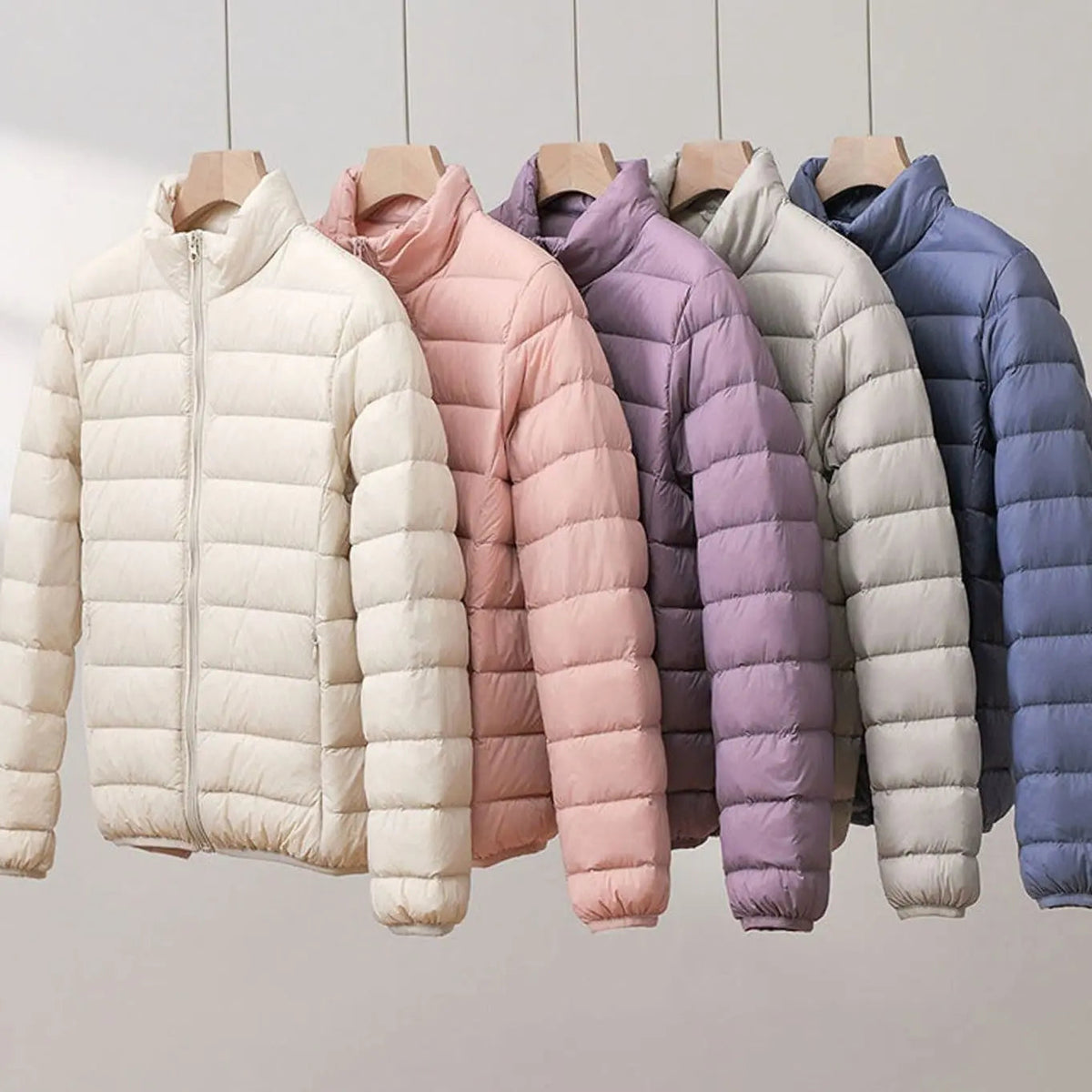 Women's Lightweight Quilted Padded Puffer Jacket with Stand Collar