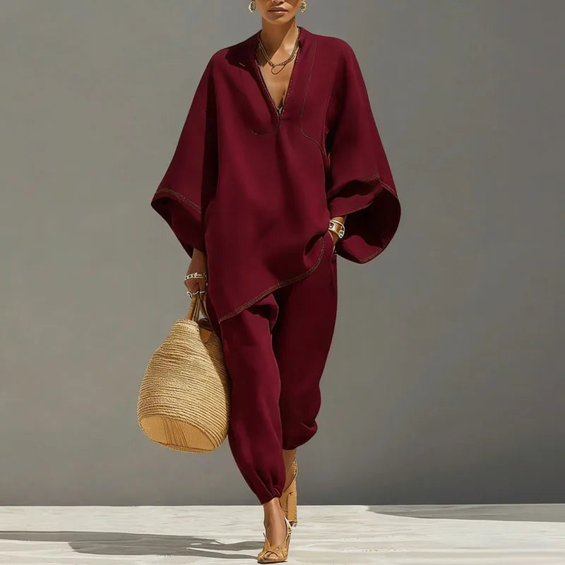 Women's Linen Batwing Two Piece Set
