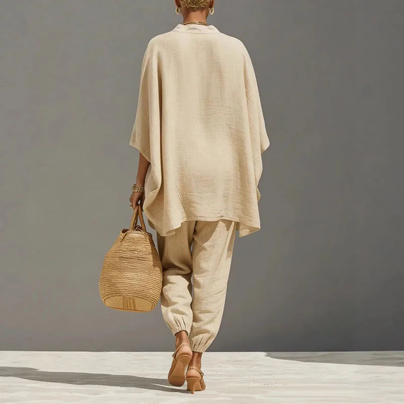 Women's Linen Batwing Two Piece Set