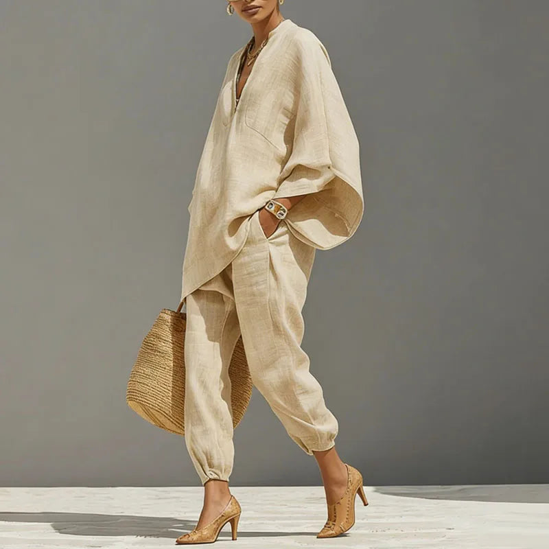 Women's Linen Batwing Two Piece Set