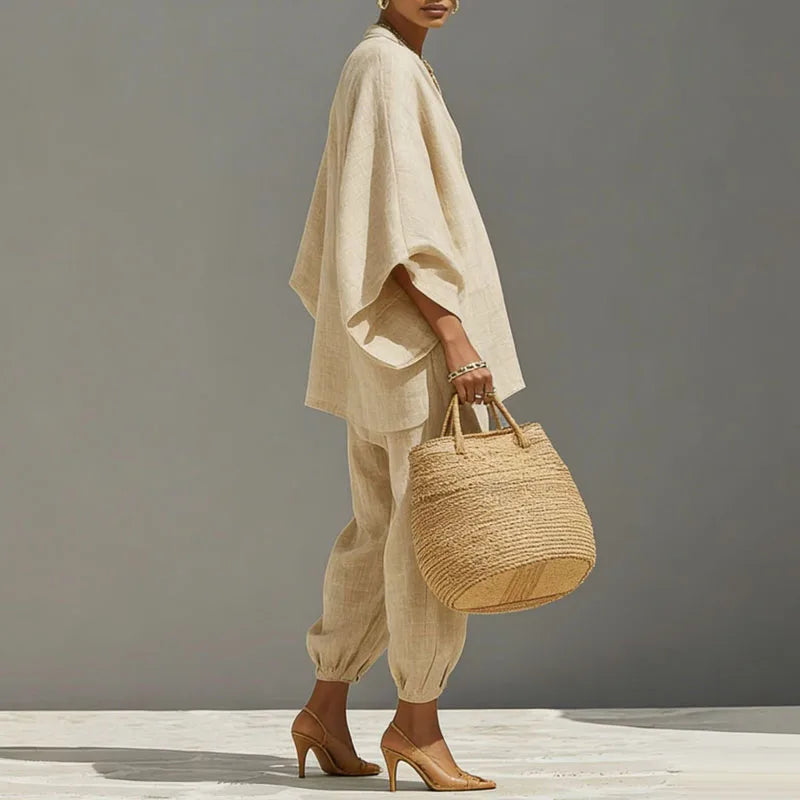 Women's Linen Batwing Two Piece Set