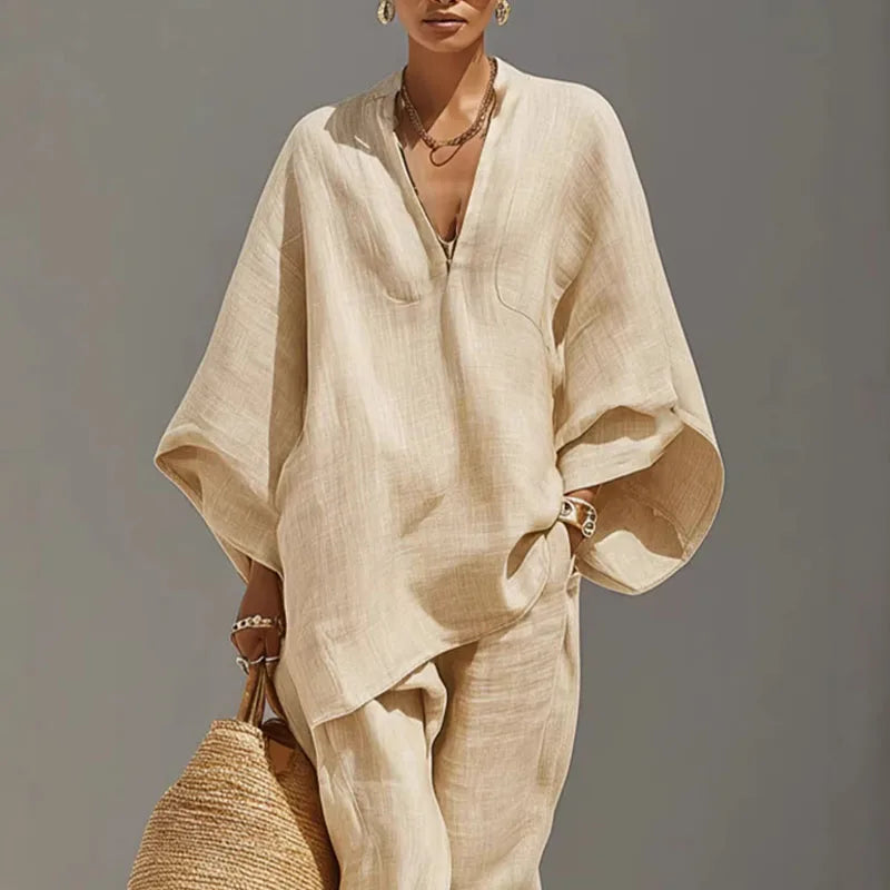Women's Linen Batwing Two Piece Set