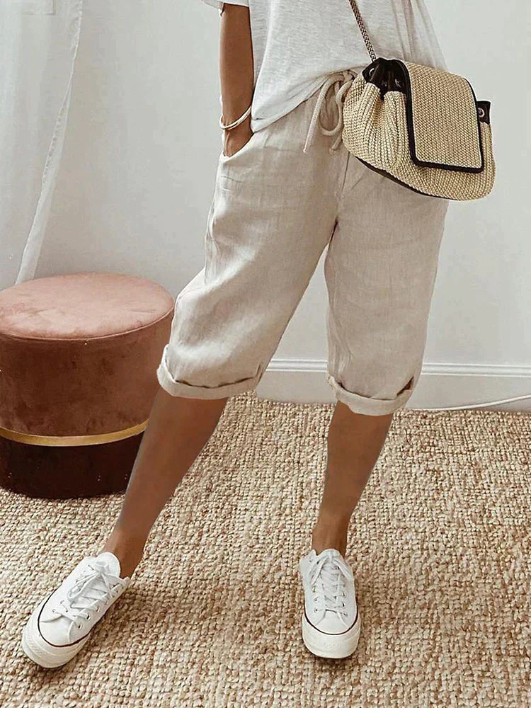 Women's Linen Cropped Pants