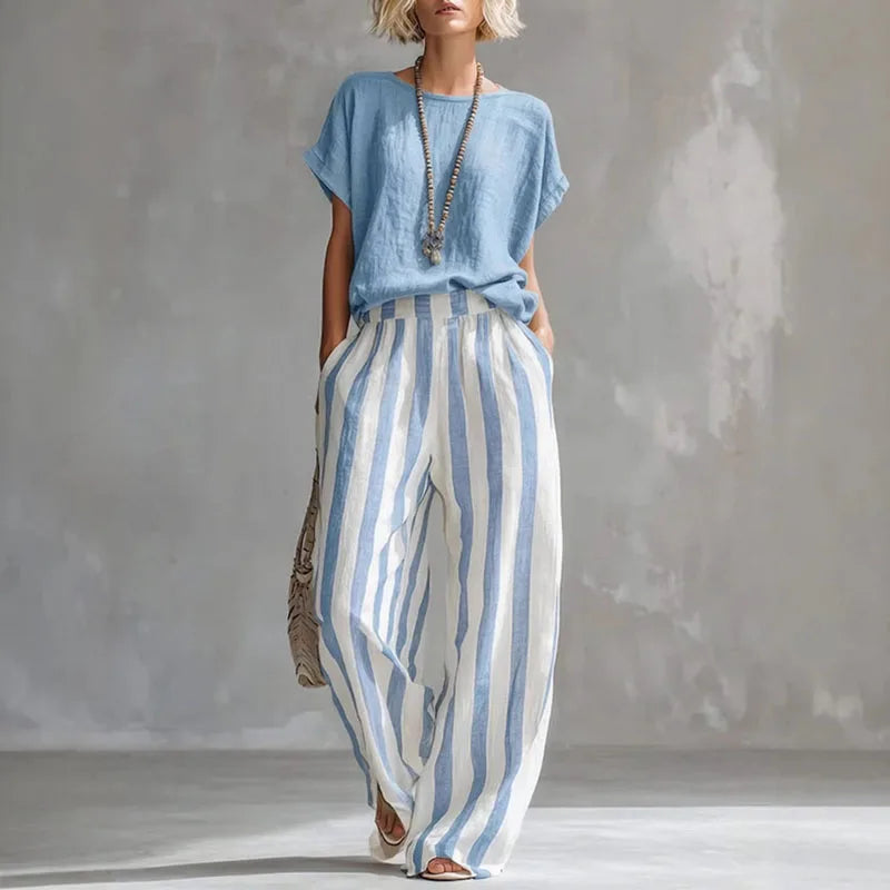 Women's Linen Palazzo Loungewear Set