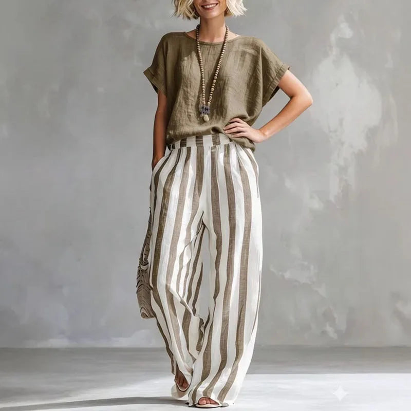 Women's Linen Palazzo Loungewear Set