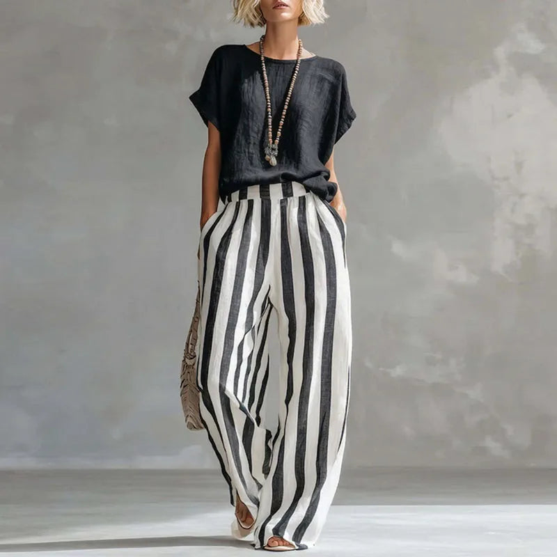 Women's Linen Palazzo Loungewear Set