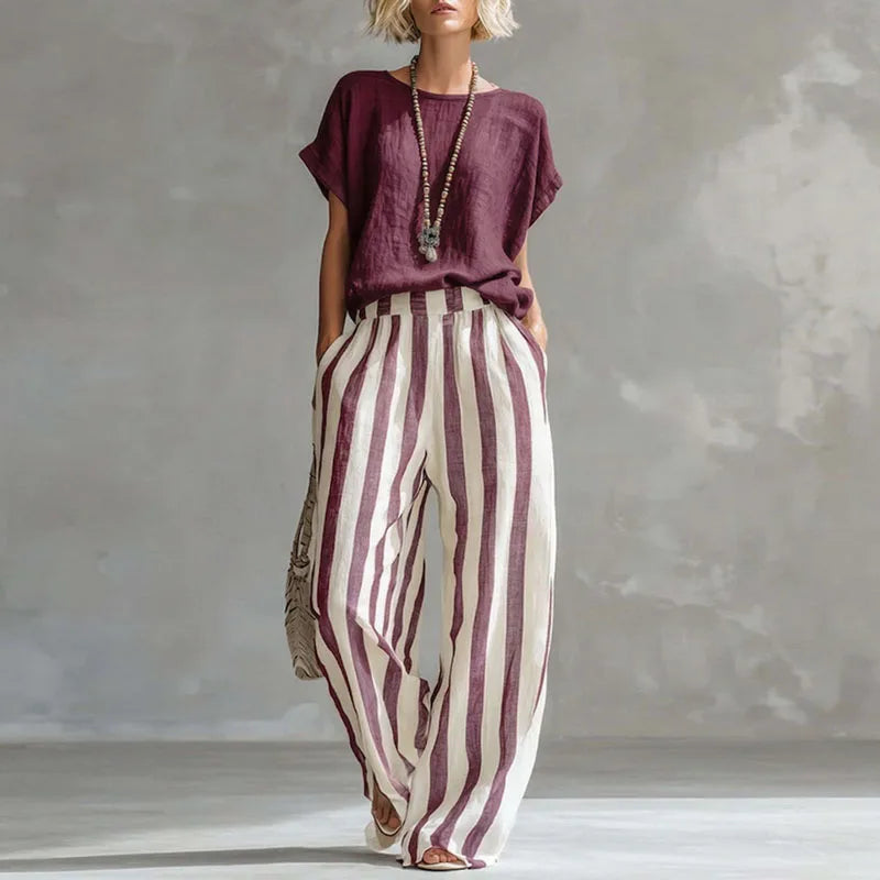 Women's Linen Palazzo Loungewear Set