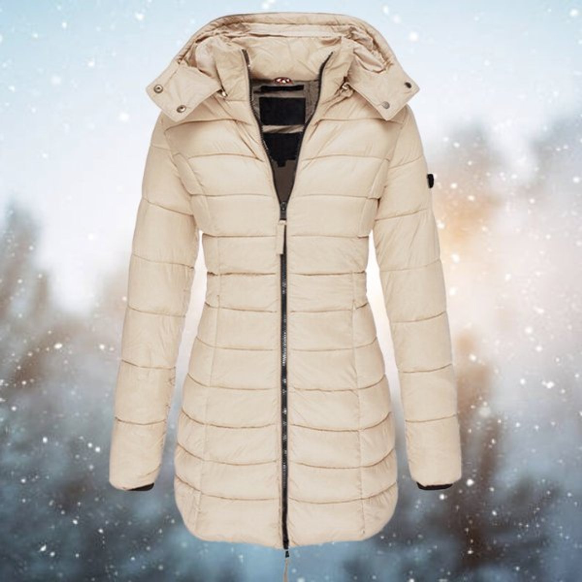 Women's Long Hooded Quilted Puffer Winter Coat with Zip Closure