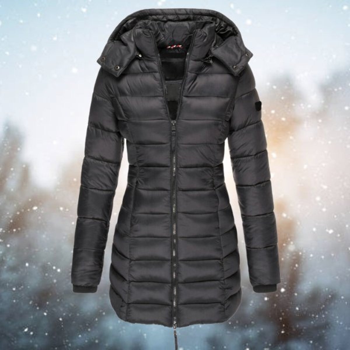 Women's Long Hooded Quilted Puffer Winter Coat with Zip Closure