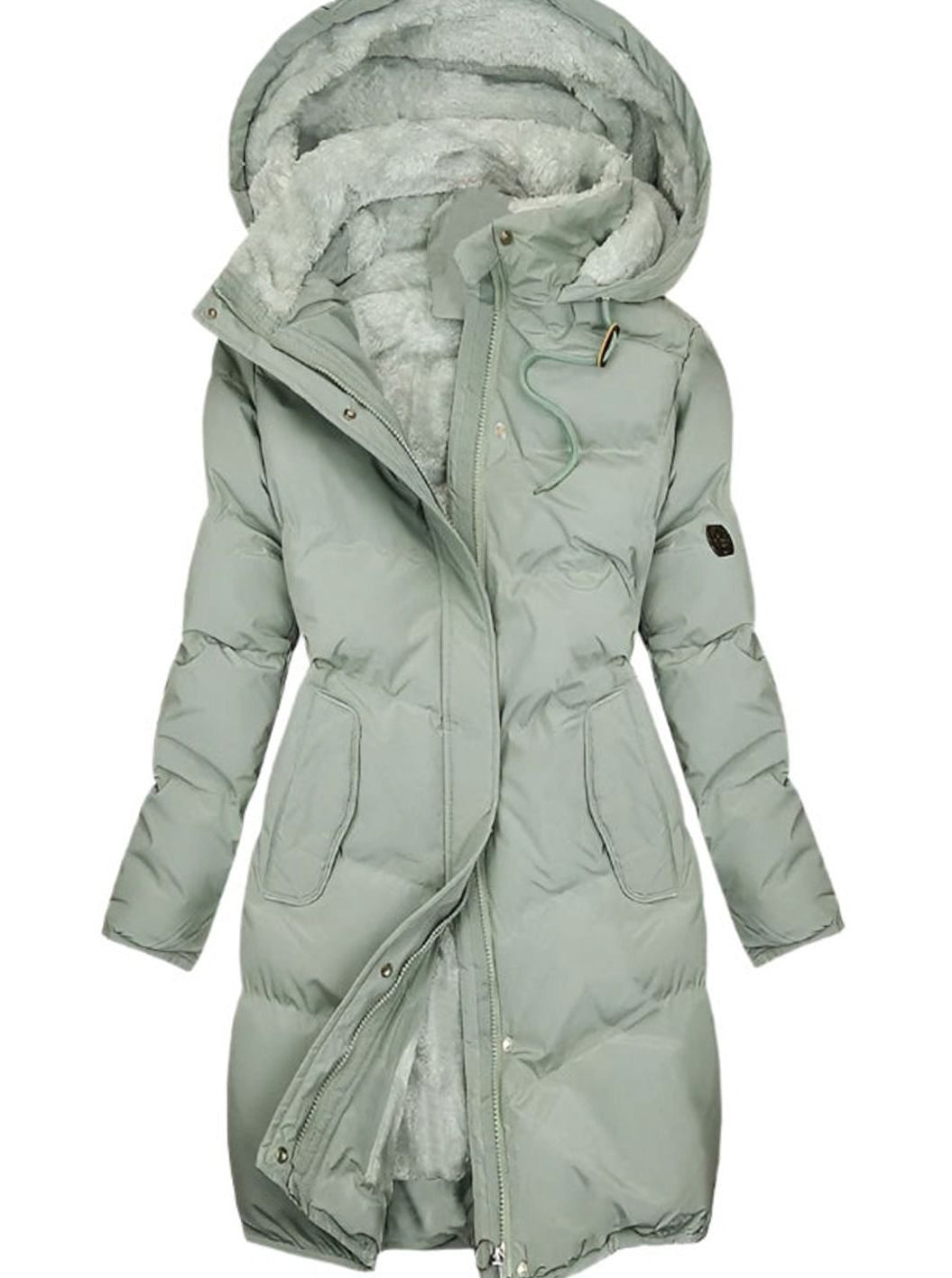 Women's Long Quilted Hooded Fleece-Lined Winter Coat
