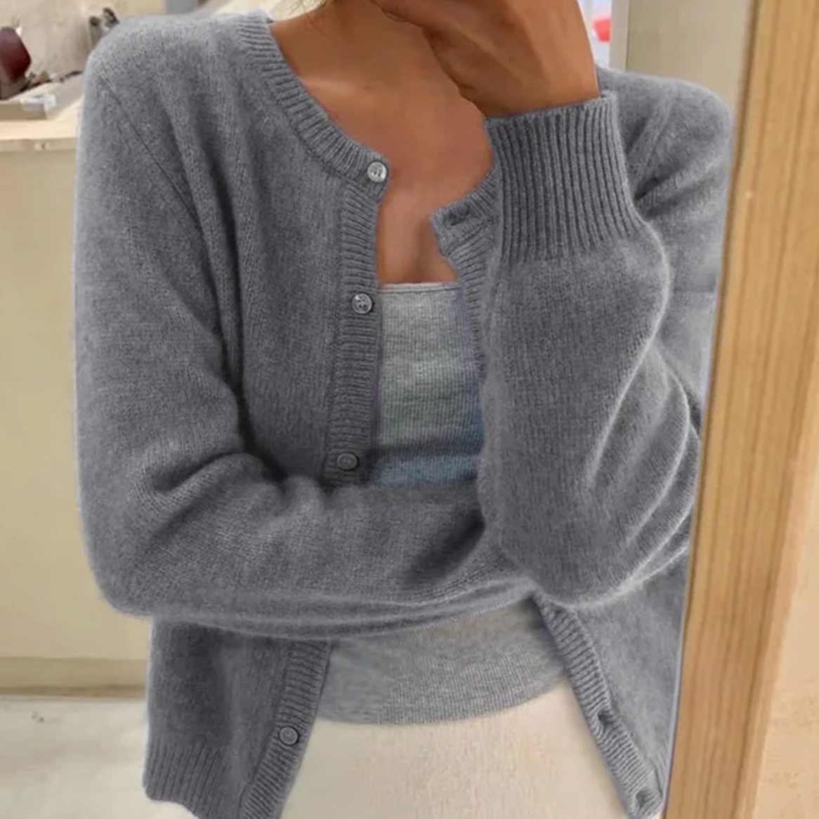 Women's Long-Sleeve Relaxed-Fit Button Cardigan Sweater