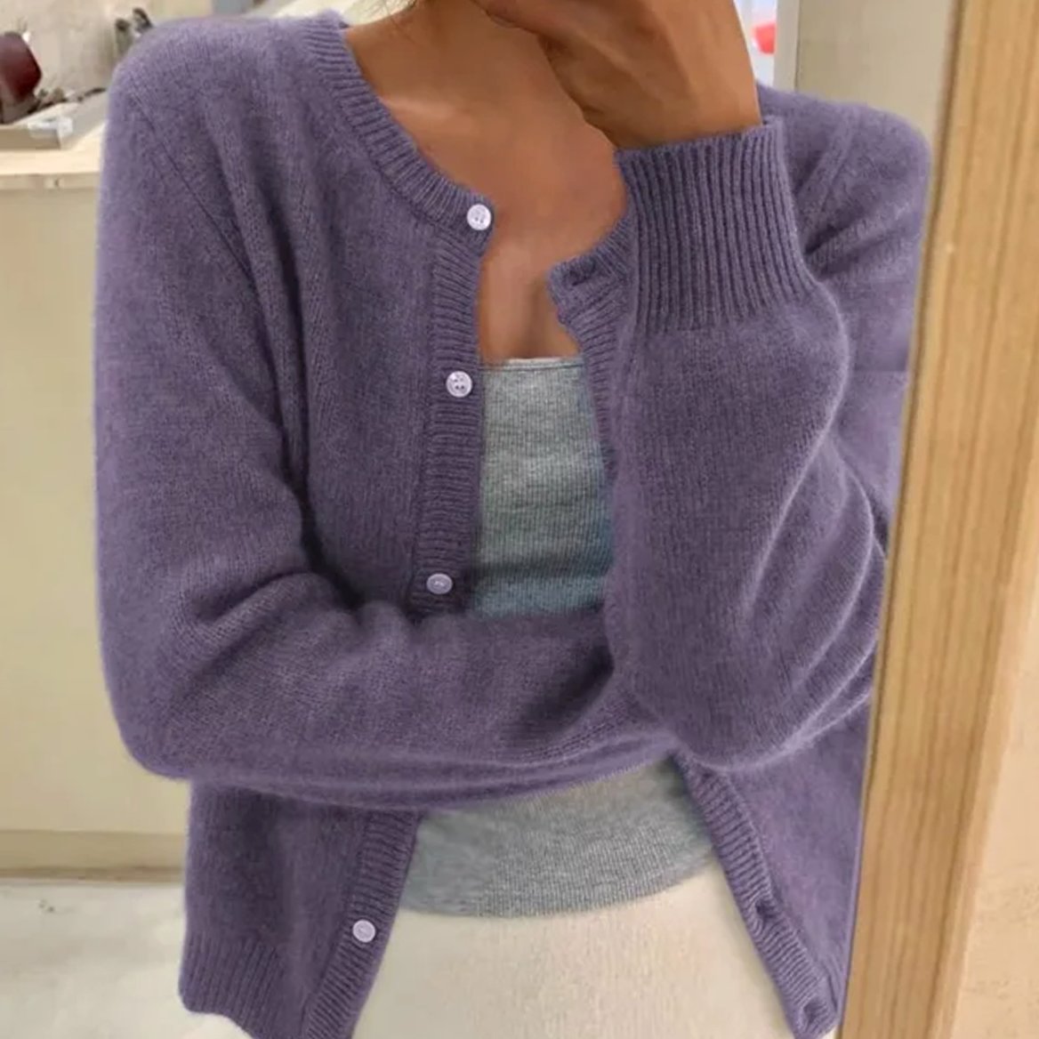 Women's Long-Sleeve Relaxed-Fit Button Cardigan Sweater