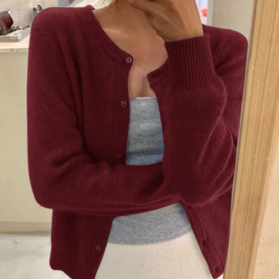 Women's Long-Sleeve Relaxed-Fit Button Cardigan Sweater