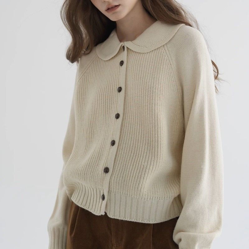 Women's Long-Sleeved Cardigan with Soft Knit Texture