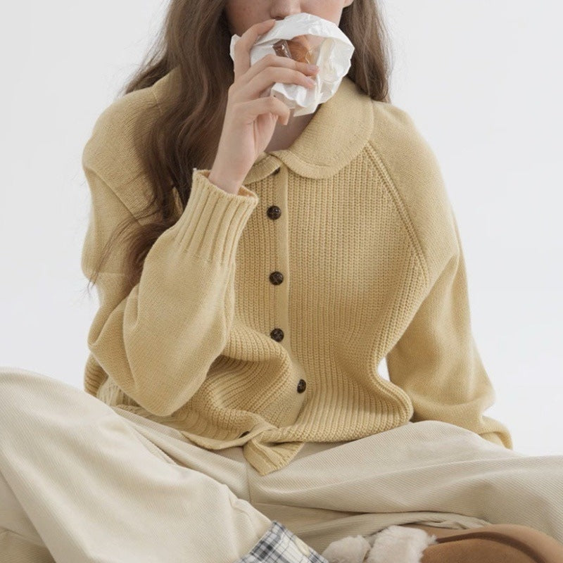 Women's Long-Sleeved Cardigan with Soft Knit Texture