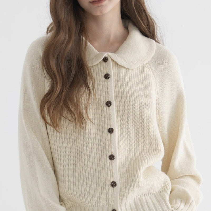 Women's Long-Sleeved Cardigan with Soft Knit Texture