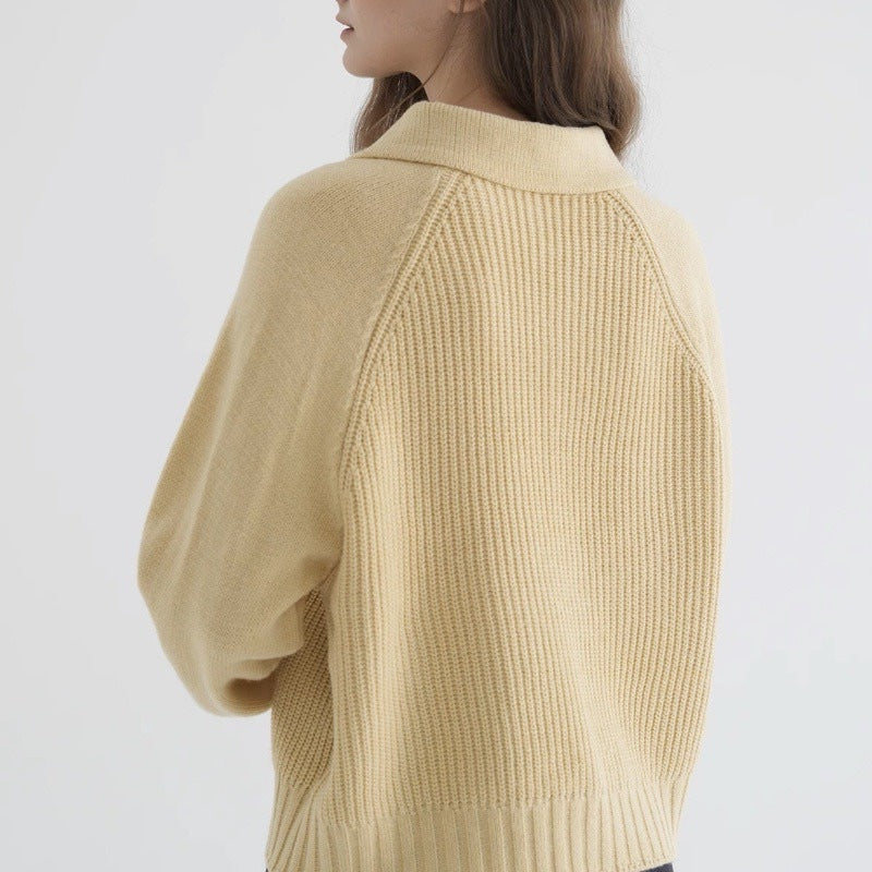 Women's Long-Sleeved Cardigan with Soft Knit Texture
