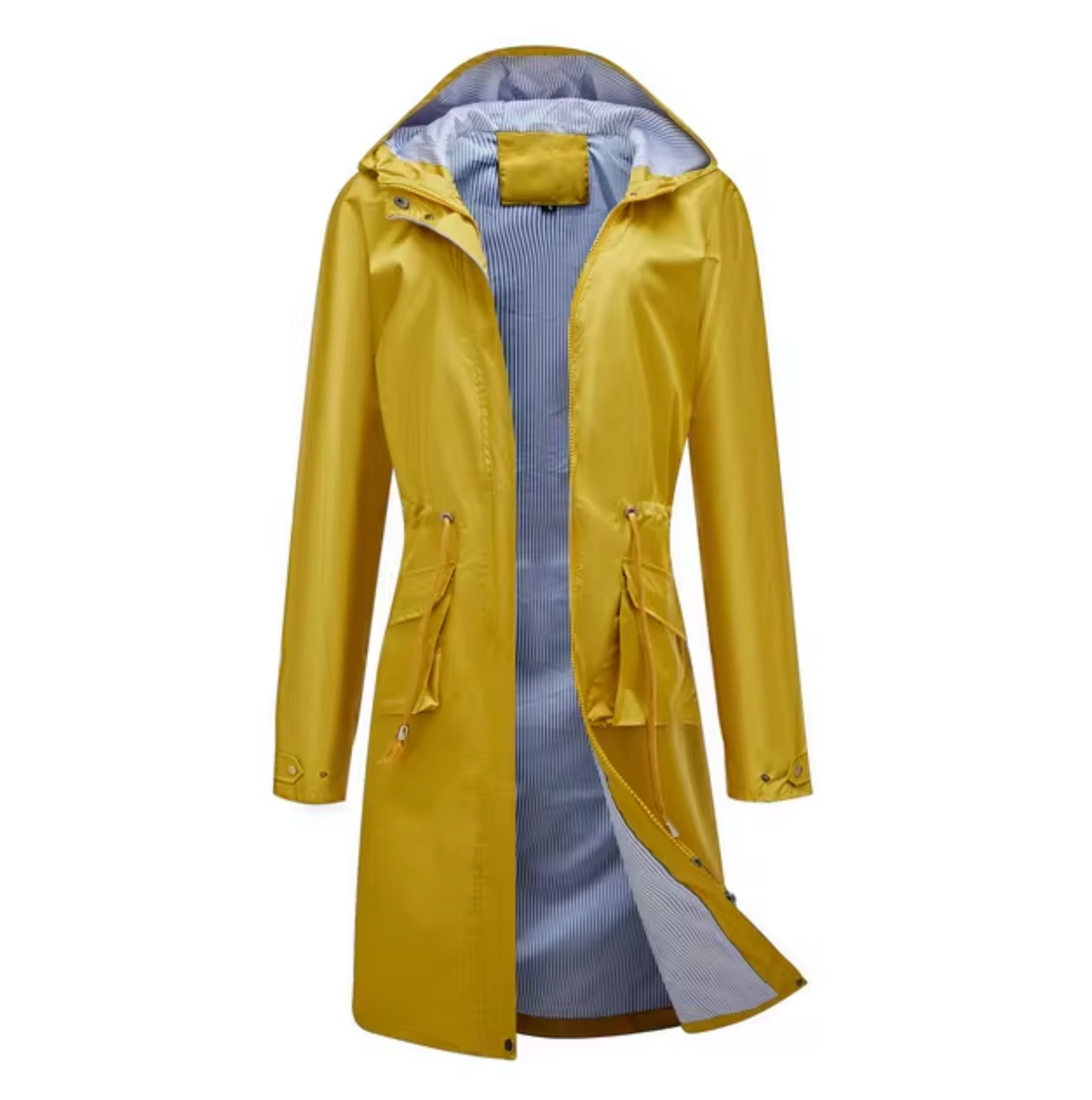 Women's Long Waterproof Jacket with Hood - Outdoor Protection